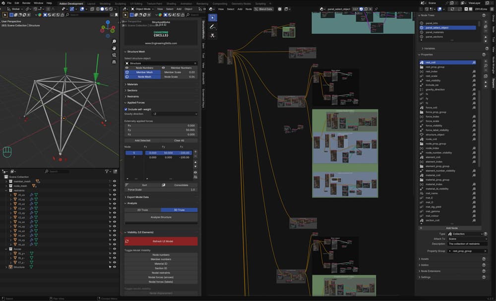 Blender addon development using a combination of Serpens (node-based development) and Blender's Python scripting API | EngineeringSkills.com