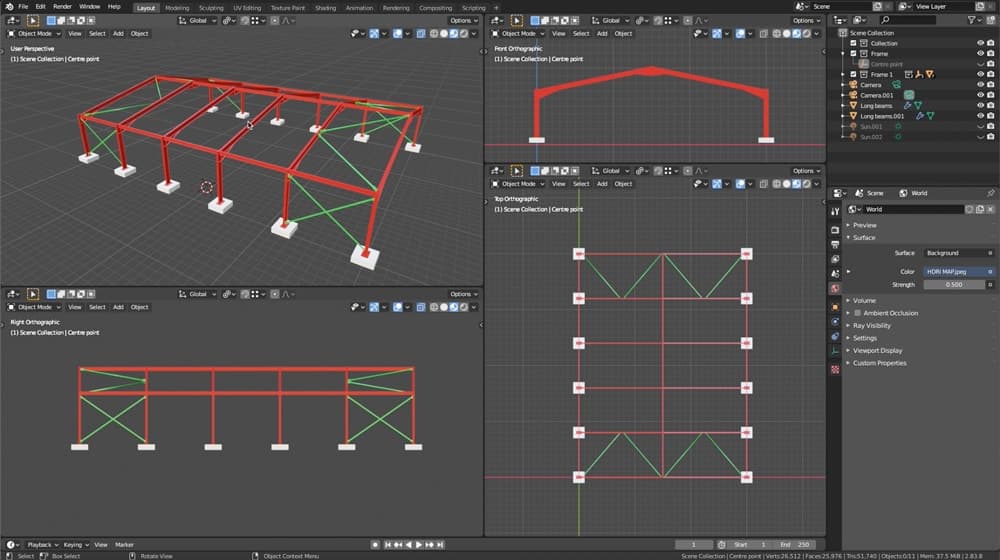 Tied arch bridge showing deflection