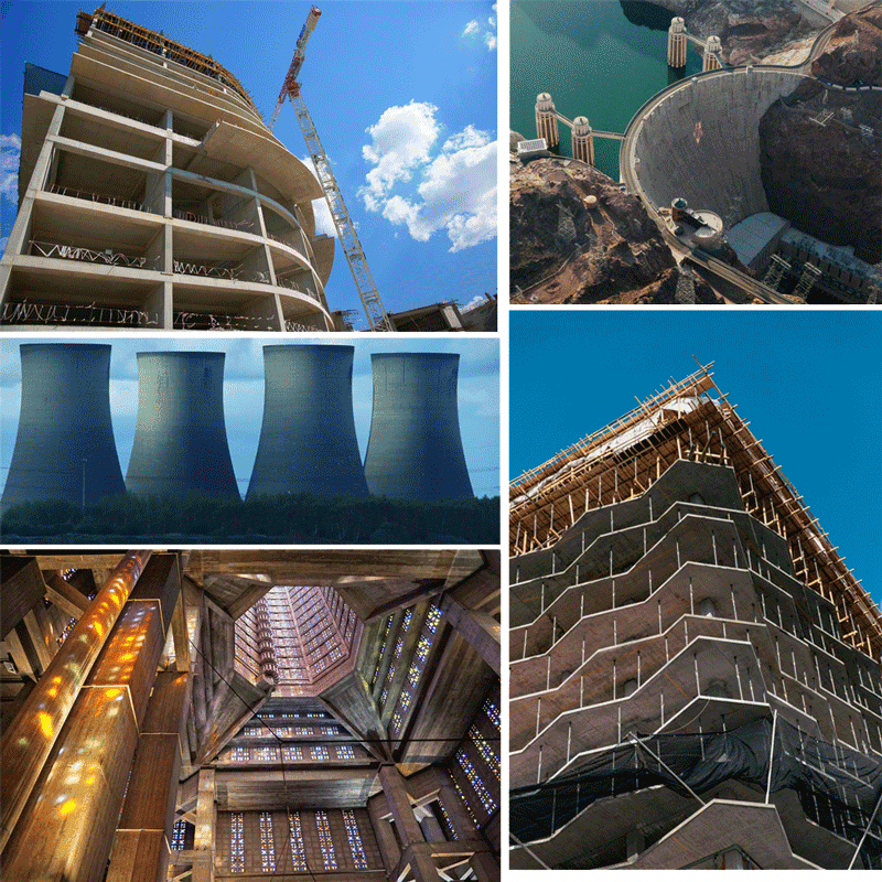 Modern reinforced concrete structures.