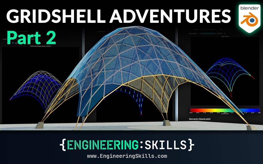 Gridshell form finding and analysis with Blender and OpenSeesPy